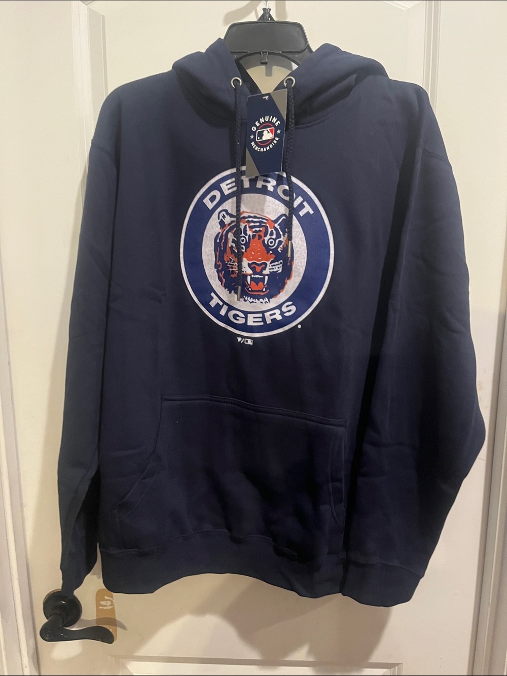 Genuine Merchandise Navy Hoodie with Detroit Tigers Crest and Orange Accents